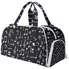 Chalk Music Notes Signs Seamless Pattern Burner Gym Duffel Bag by Ravend