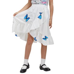 Butterfly-blue-phengaris Kids  Ruffle Flared Wrap Midi Skirt by saad11