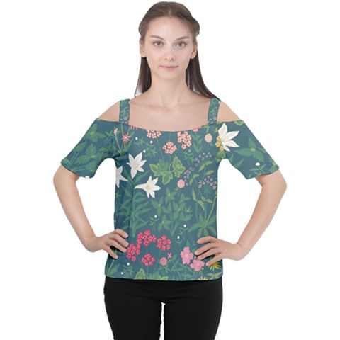 Spring Design  Cutout Shoulder T-shirt by AlexandrouPrints