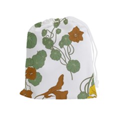 Nasturtium Flower Plant Leaves Drawstring Pouch (xl) by Maspions
