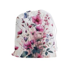 Flora Floral Flower Petal Drawstring Pouch (xl) by Maspions