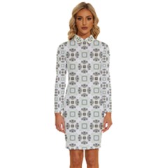 Background Pattern Retro Vintage Long Sleeve Shirt Collar Bodycon Dress by Maspions