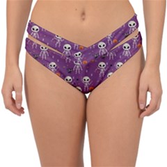 Skull Halloween Pattern Double Strap Halter Bikini Bottoms by Maspions