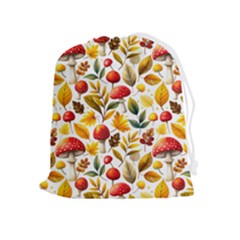 Mushroom Autumn Fall Drawstring Pouch (xl) by Maspions
