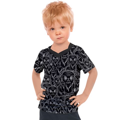 Old Man Monster Motif Black And White Creepy Pattern Kids  Sports T-shirt by dflcprintsclothing