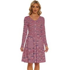 Sweet Emoji Canvas Print Pattern Long Sleeve Dress With Pocket by dflcprintsclothing