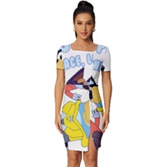 Stumpfest Bluey Fitted Knot Split End Bodycon Dress by avitendut
