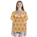 Pattern Shape Design Art Drawing V-Neck Flutter Sleeve Top View1
