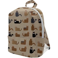 Cat Pattern Texture Animal Zip Up Backpack by Maspions