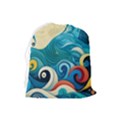 Waves Wave Ocean Sea Abstract Whimsical Drawstring Pouch (Large) View2