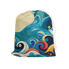 Waves Wave Ocean Sea Abstract Whimsical Drawstring Pouch (xl) by Maspions