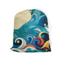 Waves Wave Ocean Sea Abstract Whimsical Drawstring Pouch (XL) View1