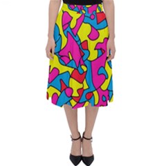 Colorful-graffiti-pattern-blue-background Classic Midi Skirt by designsbymallika