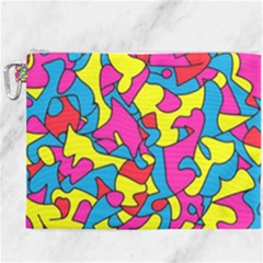 Colorful-graffiti-pattern-blue-background Canvas Cosmetic Bag (xxxl) by designsbymallika