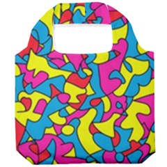 Colorful-graffiti-pattern-blue-background Foldable Grocery Recycle Bag by designsbymallika