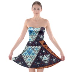 Fractal Triangle Geometric Abstract Pattern Strapless Bra Top Dress by Cemarart