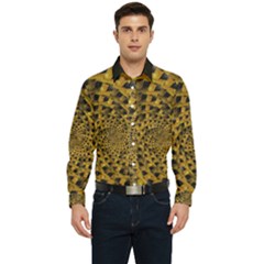 Spiral Symmetry Geometric Pattern Black Backgrond Men s Long Sleeve  Shirt by dflcprintsclothing