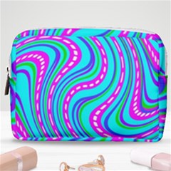 Swirls Pattern Design Bright Aqua Make Up Pouch (medium) by Ndabl3x