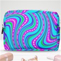 Swirls Pattern Design Bright Aqua Make Up Pouch (Medium) View1