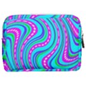 Swirls Pattern Design Bright Aqua Make Up Pouch (Medium) View2
