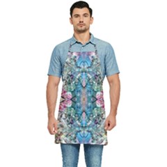 Turquoise Arabesque Kitchen Apron by kaleidomarblingart