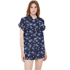 Stylized Floral Intricate Pattern Design Black Backgrond Chiffon Lounge Set by dflcprintsclothing