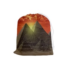 Pyramids Egypt Monument Landmark Sunrise Sunset Egyptian Drawstring Pouch (large) by Proyonanggan