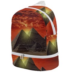Pyramids Egypt Monument Landmark Sunrise Sunset Egyptian Zip Bottom Backpack by Proyonanggan