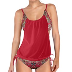 Red Aztec Floral Tankini Set by dollfacedesignz1