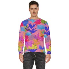 Pink And Blue Floral Men s Fleece Sweatshirt by Sparkle