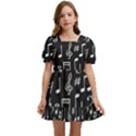 Chalk Music Notes Signs Seamless Pattern Kids  Short Sleeve Dolly Dress View1