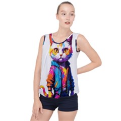 Wild Cat Bubble Hem Chiffon Tank Top by Sosodesigns19