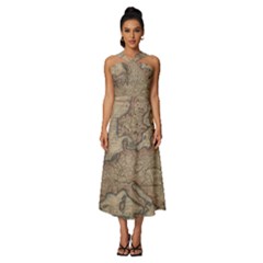 Old Vintage Classic Map Of Europe Sleeveless Cross Front Cocktail Midi Chiffon Dress by Paksenen