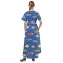 Sea Fish Blue Submarine Animals Patteen Front Wrap High Low Dress View2