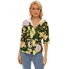 Flowers Rose Blossom Pattern Lightweight Drawstring Hooded Top by Ndabl3x