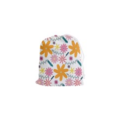 Pattern Background Vintage Floral Drawstring Pouch (xs) by Ndabl3x