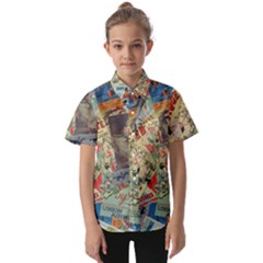 Paper Scattered Vintage Kids  Short Sleeve Shirt by Ndabl3x