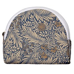 Brown Vintage Background Vintage Floral Pattern Horseshoe Style Canvas Pouch by Ndabl3x
