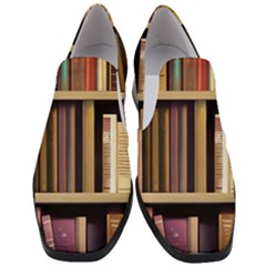 Books Bookshelves Office Fantasy Background Artwork Book Cover Apothecary Book Nook Literature Libra Women Slip On Heel Loafers by Posterlux