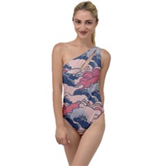Waves Ocean Sea Water Pattern Rough Seas Digital Art Nature Nautical To One Side Swimsuit by Bedest