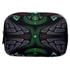 Fractal Green Black 3d Art Floral Pattern Make Up Pouch (small) by Cemarart