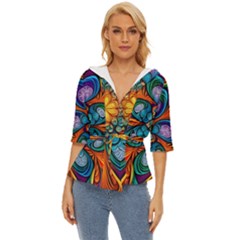 Pattern 2 Lightweight Drawstring Hooded Top by 2607694