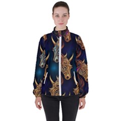 Pattern With Horses Women s High Neck Windbreaker by 2607694a