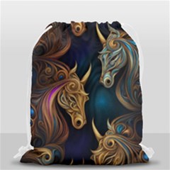 Pattern With Horses Drawstring Bag (small) by 2607694a