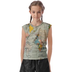 Vintage World Map Kids  Raglan Cap Sleeve T-shirt by Ket1n9