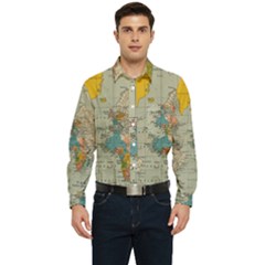 Vintage World Map Men s Long Sleeve Pocket Shirt  by Ket1n9