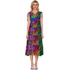 Pride Marble V-neck Drawstring Shoulder Sleeveless Maxi Dress by MRNStudios