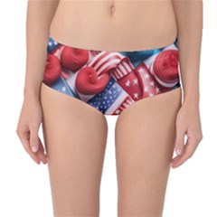 Us Presidential Election Colorful Vibrant Pattern Design  Mid-waist Bikini Bottoms by dflcprintsclothing