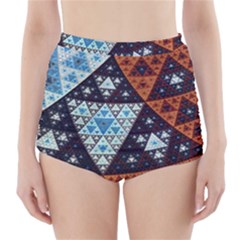 Fractal Triangle Geometric Abstract Pattern High-waisted Bikini Bottoms by Cemarart