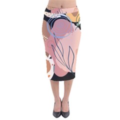 Abstract Boho Bohemian Style Retro Vintage Velvet Midi Pencil Skirt by Proyonanggan